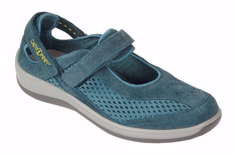 NEW ORTHOFEET women's sanibel mary jane orthopedic shoe in blue